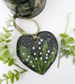 Lily of the valley hand-painted Christmas slate heart ornament  - Image 4
