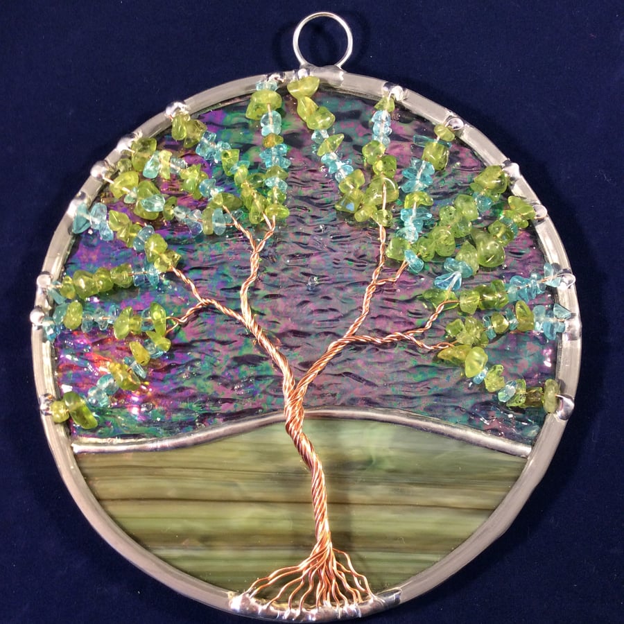  Apatite and peridot tree of life suncatcher  (0540)