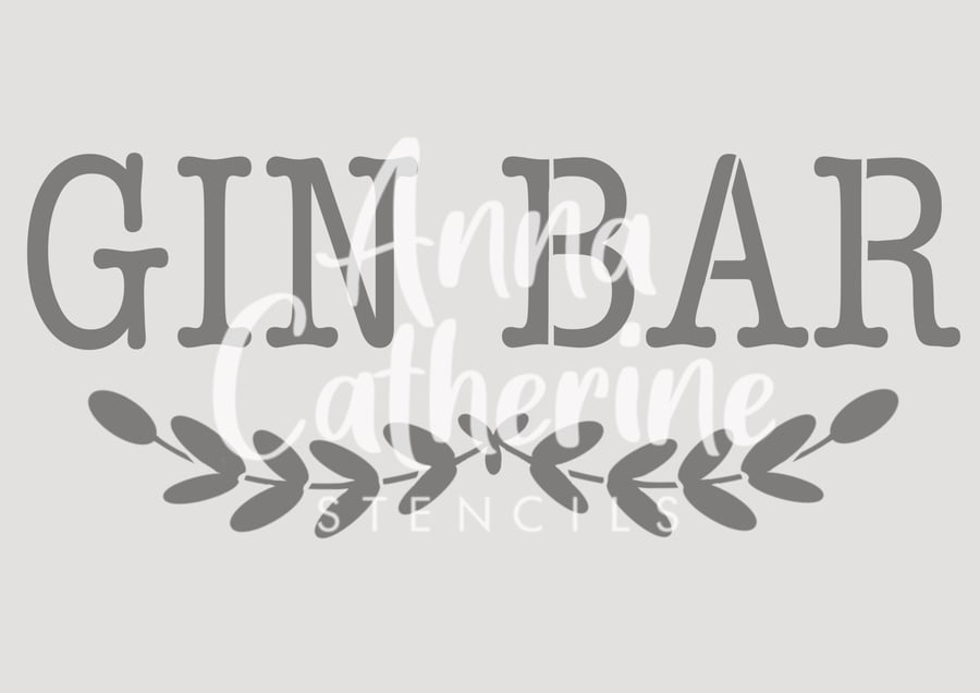 Gin Bar Reusable Stencil 190 Micron Mylar for craft, funiture, fabric 