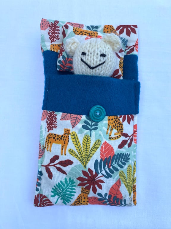 Cute hand knitted bear, carry me everywhere 