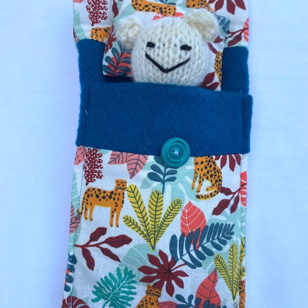 Cute hand knitted bear, carry me everywhere 