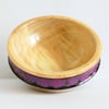 One of a Kind Sycamore Wood Trinket Bowl with Irridescent Pink and Black Band