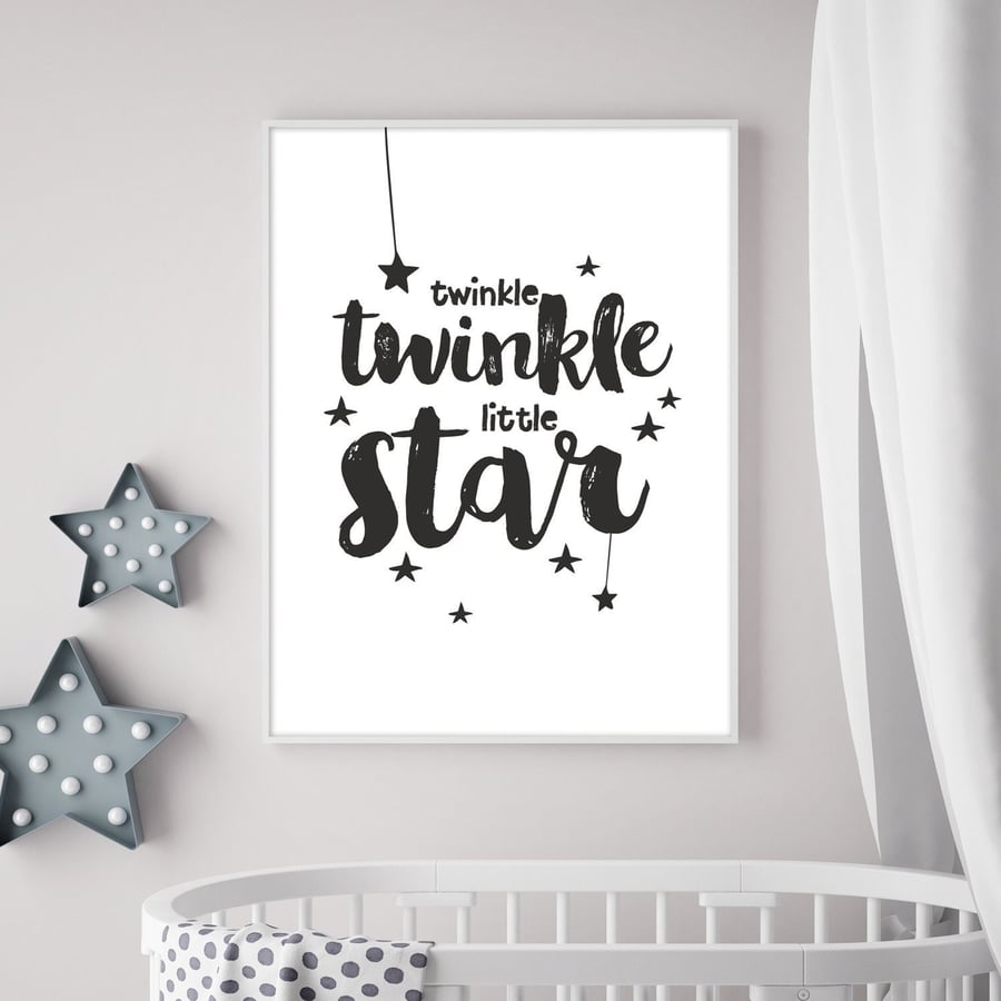 Twinkle Twinkle 1 Wall Art Print, Typography Print, Twinkle Twinkle Little Star 