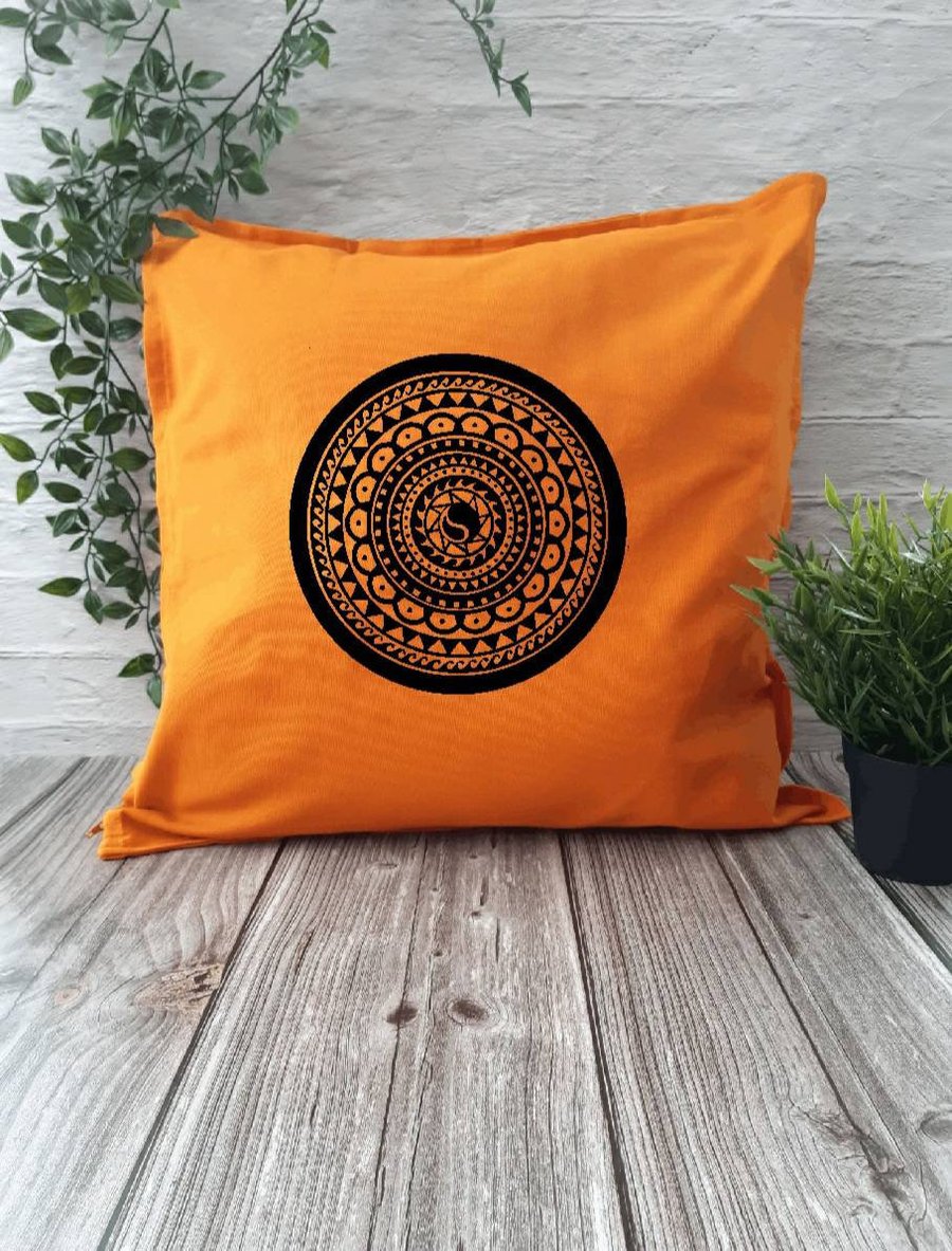 Mandala cushion cover designed by Mark Betson Artist, decorative throw cushion