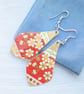Stylish Cherry Blossom Boho Teardrop Earrings – Golden & Pink Washi Tape Dangles - Image 5