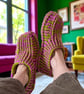 Apple & Magenta Crochet Cozy Slipper Socks - Image 3