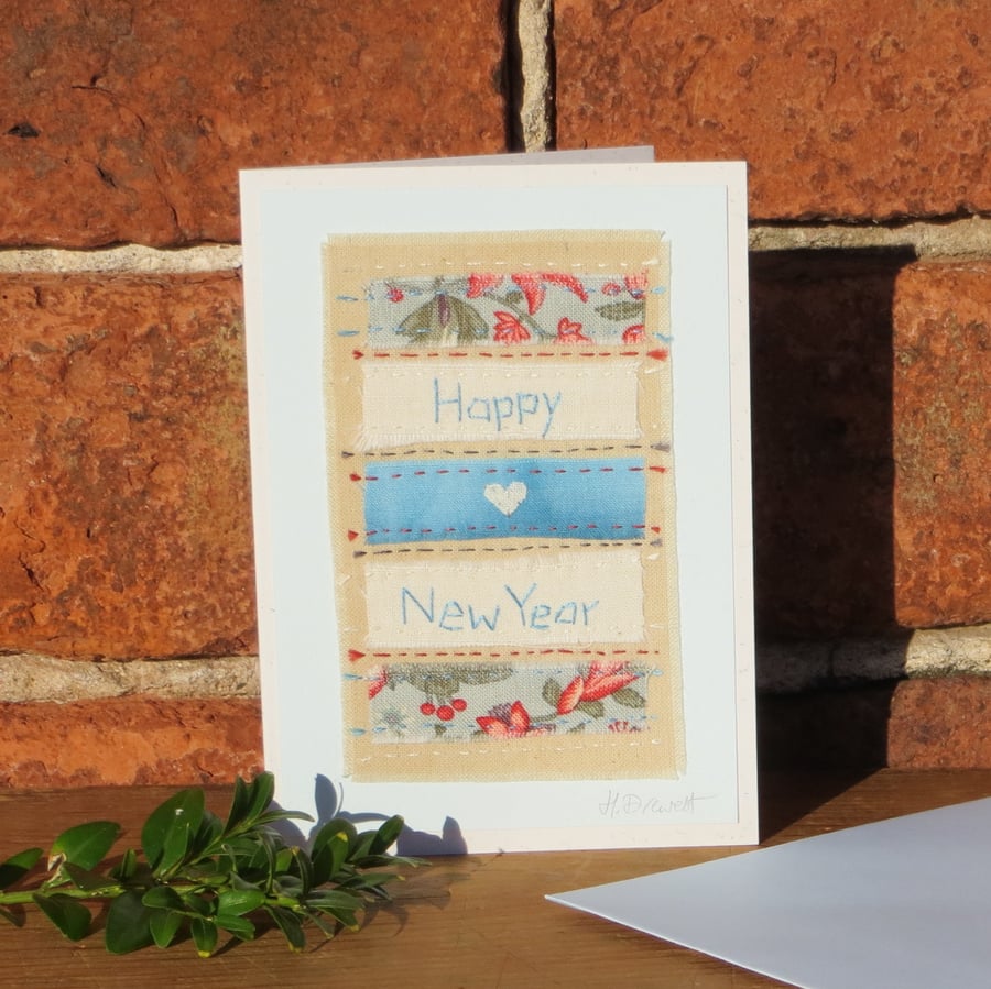 Hand-stitched card for New Year - perfect way to say 'thank you' too!