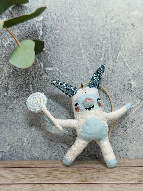 Spun Cotton Yeti Popsicle Ornament 1