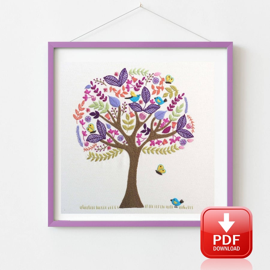 Folk Tree Stitchery Hand Embroidery PDF Pattern