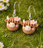 Highland Cow Clay Dangle Earrings – Cute Cow Jewellery, Silver Hooks
