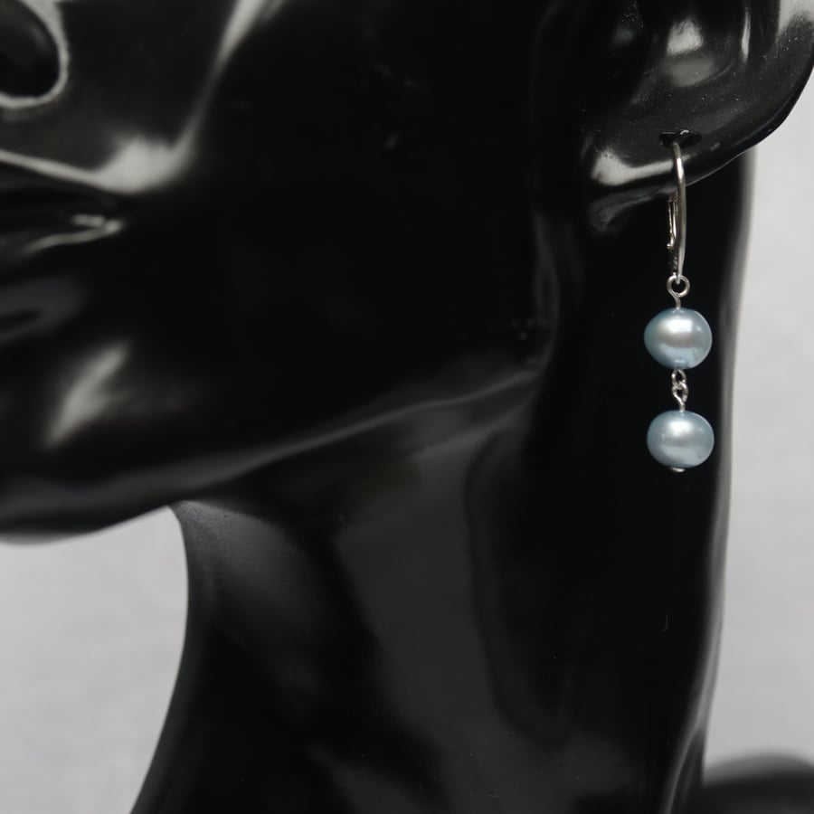 Light Blue Freshwater Pearl Earrings