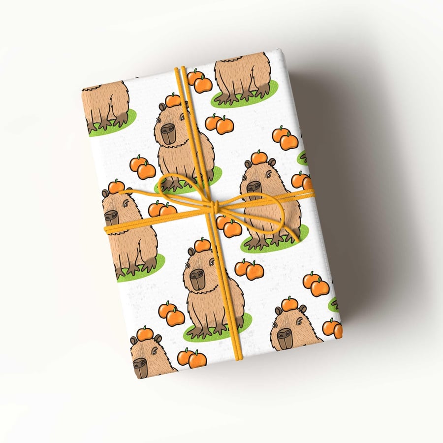Cute Capybara wrapping paper in 3 sizes