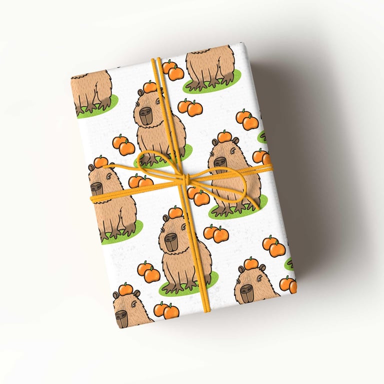 Cute Capybara wrapping paper in 3 sizes
