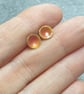 Orange enamel studs, Small round earrings, Colourful jewellery - Image 2
