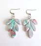 Frosted Winter Leaf Polymer Clay Dangle Earrings - Image 2