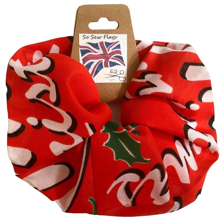Merry Christmas Red Flag Hair Scrunchie Scrunchies Accessory Band Elastic