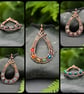 Copper Wire Wrapped Beaded Criss-Cross Pendant Necklace - Choice of Colours