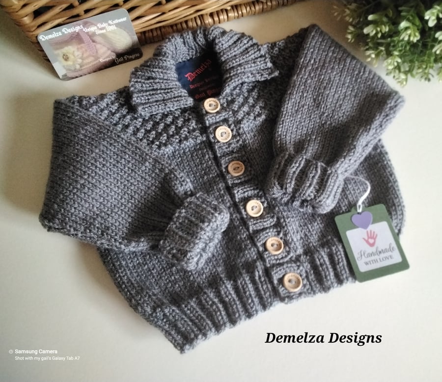 Hand Knitted Baby Boy's Cardigan 6 - 12 months size