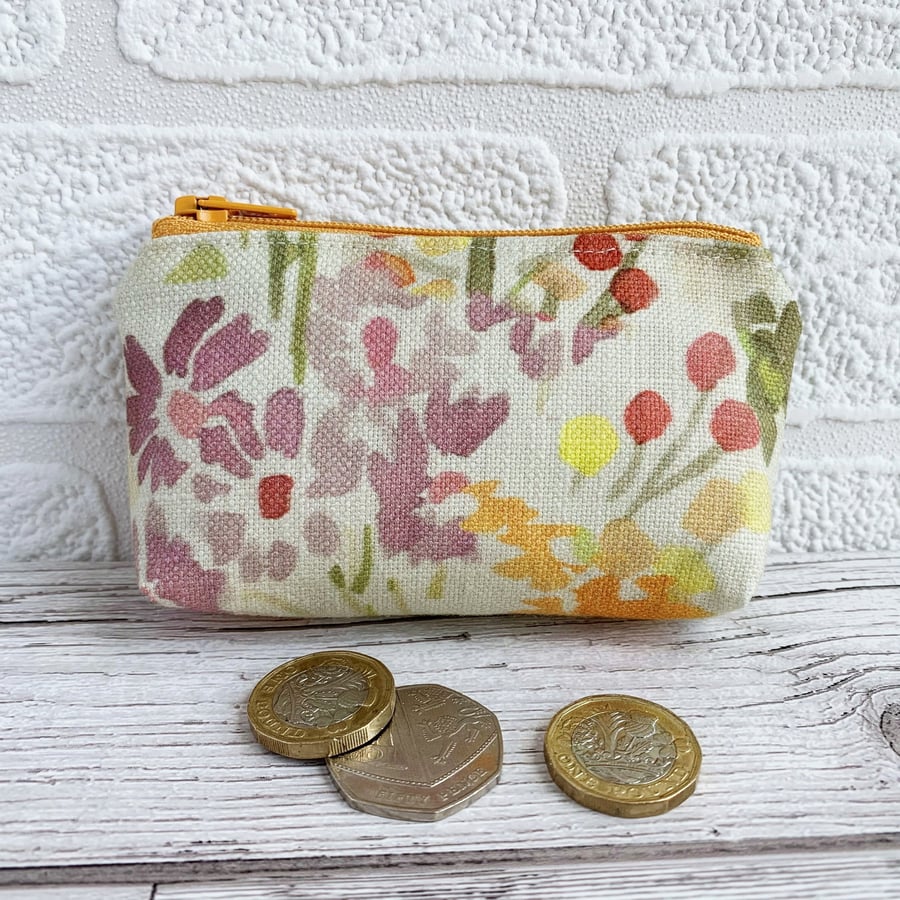 SOLD - Small Purse, Coin Purse with Summer Flowers