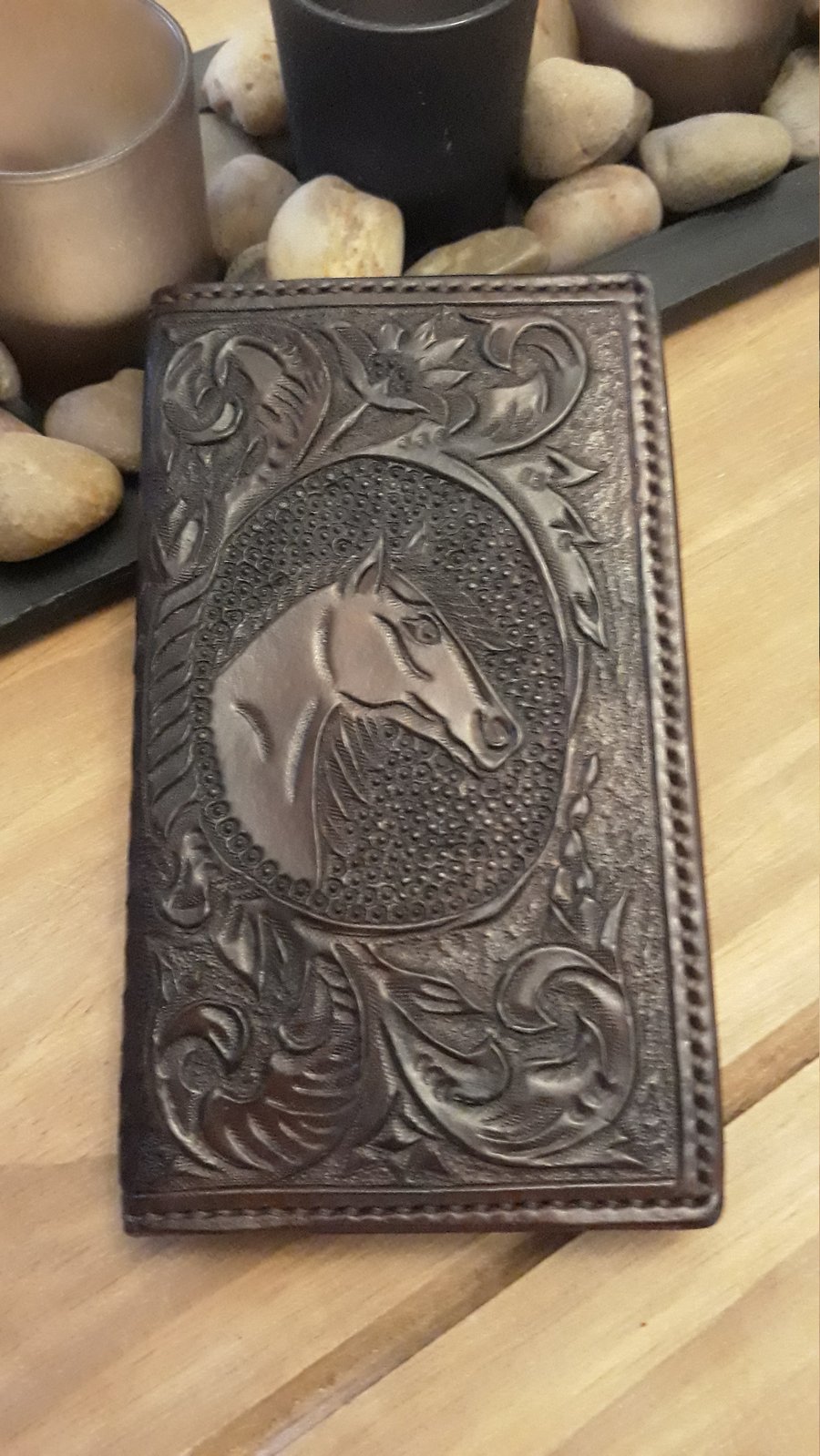 Small Carved Leather Note Book Cover