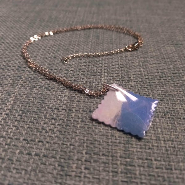 Grey and Blue Square Necklace