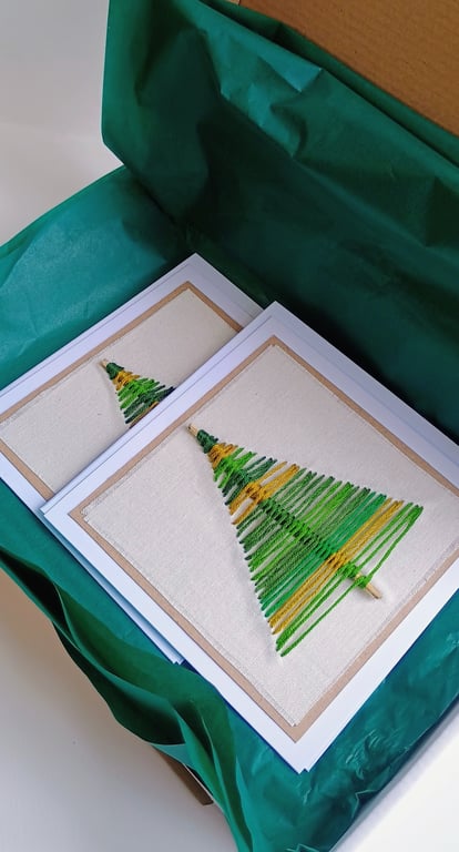 Christmas Cards - pack of 2 - Embroidered Christmas Trees