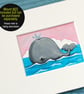 Whale Pink Skies Blue Seas - Original ACEO Painting - Image 4