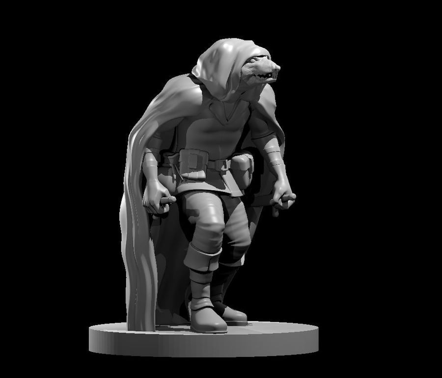 Wererat - 3D Printed Resin DnD Pathfinder Figure Mini Miniature