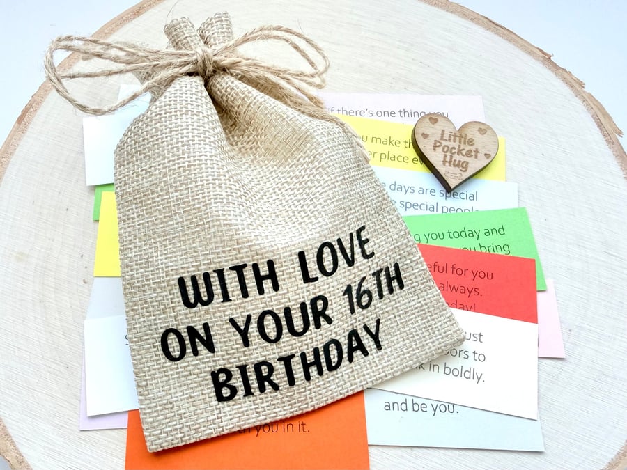 Sweet 16 Birthday Keepsake Bag Gift, 31 Quotes, 16th Milestone Teen Present