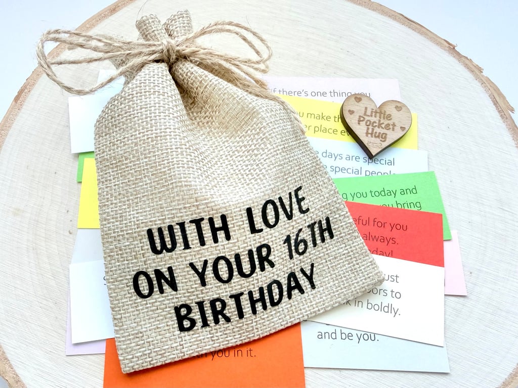 Sweet 16 Birthday Keepsake Bag Gift, 31 Quotes, 16th Milestone Teen Present