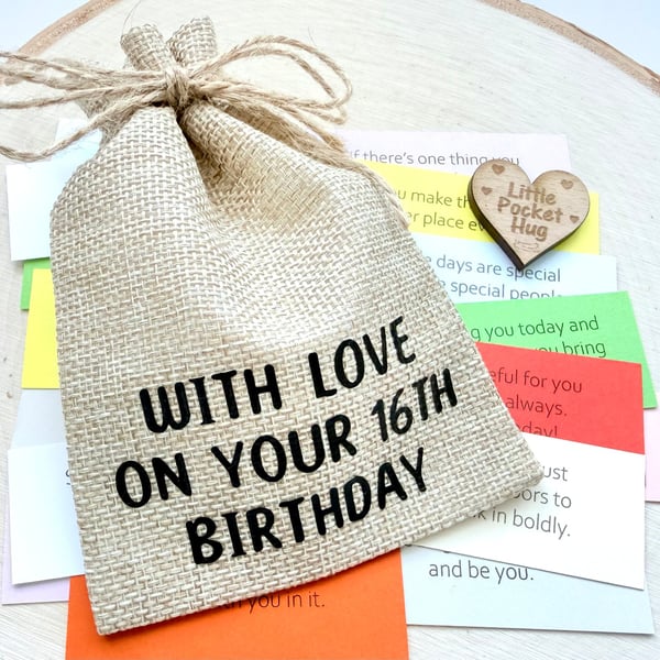 Sweet 16 Birthday Keepsake Bag Gift, 31 Quotes, 16th Milestone Teen Present