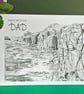 Cornish Coastline Art Card: Blank or Personalised A5-Size Greetings Card - Image 5