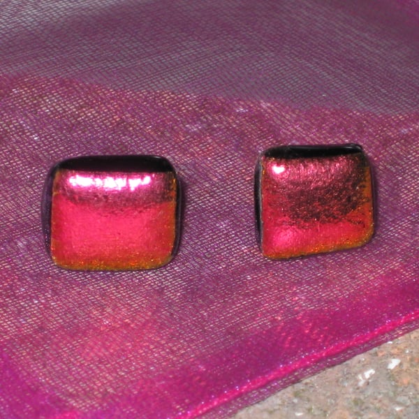 Fused dichroic glass stud earrings