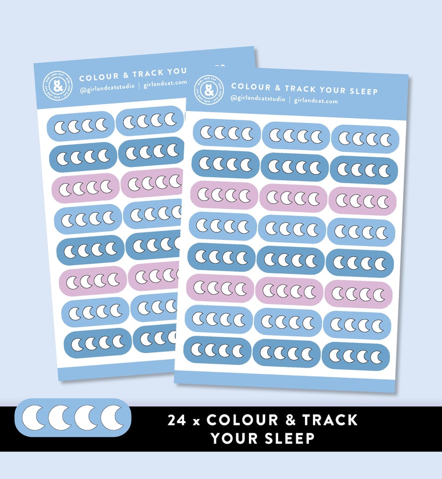 Sleep Tracker Stickers, Self Care Planner Stickers, Colour and Track Health