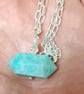 Sea Blue Amazonite Gemstone T-Bar Silver Chain Necklace - Image 2