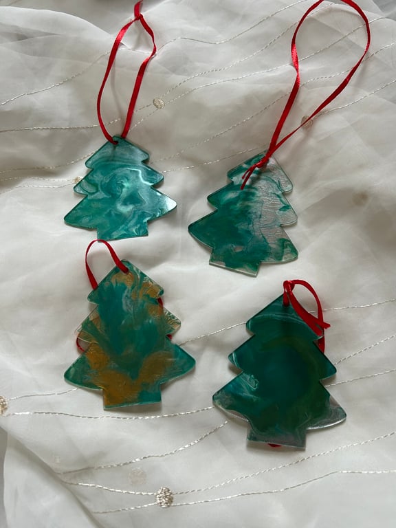 Gold and green Christmas tree shaped bauble