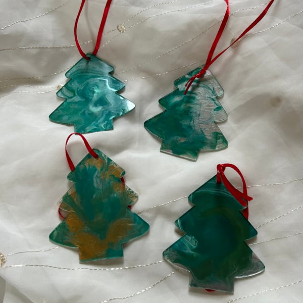 Gold and green Christmas tree shaped bauble