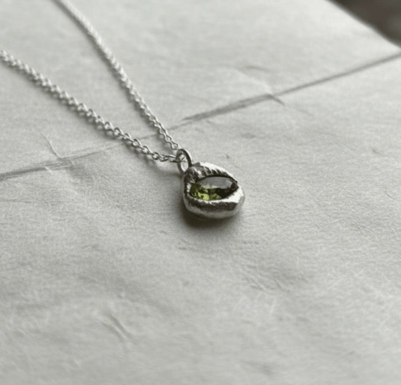 Molten Silver Sapphire Necklace – One of a Kind