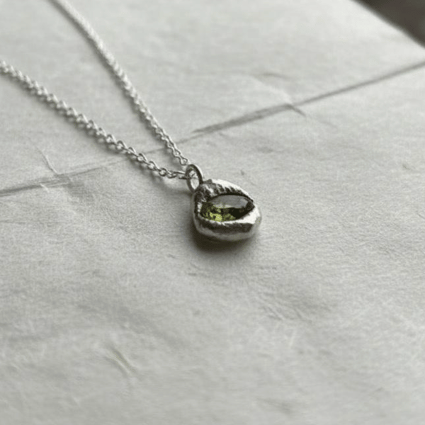 Molten Silver Sapphire Necklace – One of a Kind