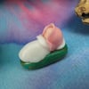 Sleeping Baby Gnome 'Dilly' in crib cradle OOAK Sculpt Ann Galvin Gnome Village