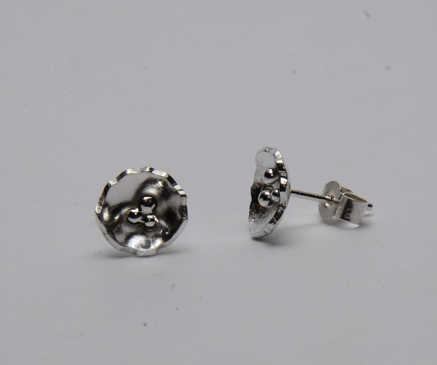 Hammered silver flower earrings