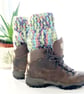 Multicoloured Boot Cuffs, Bright Crochet Ankle Warmers, One Size.