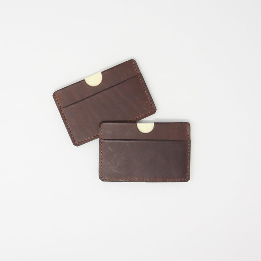 Leather credit card holder with three pockets