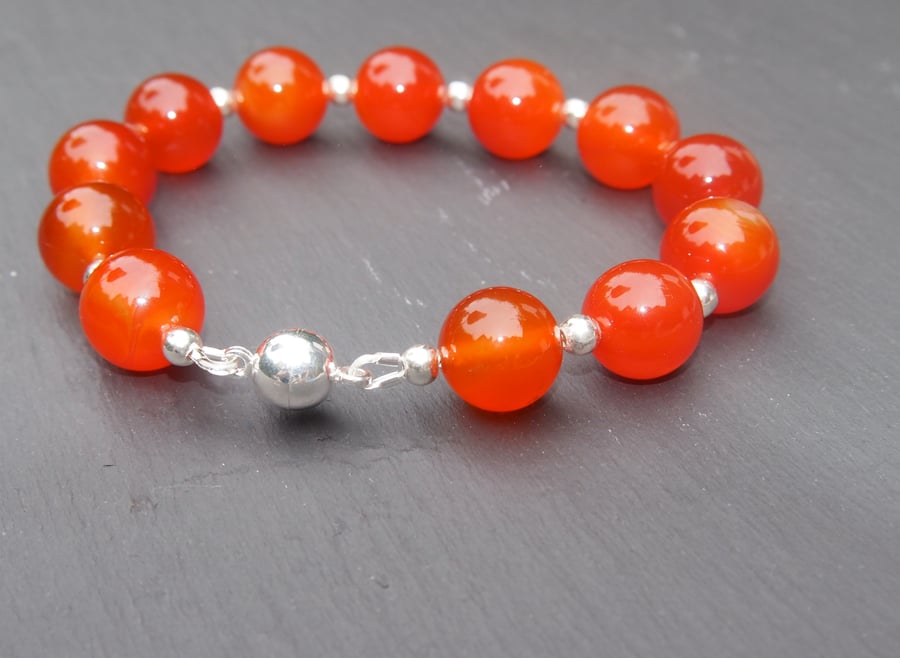 Carnelian and silver bracelet