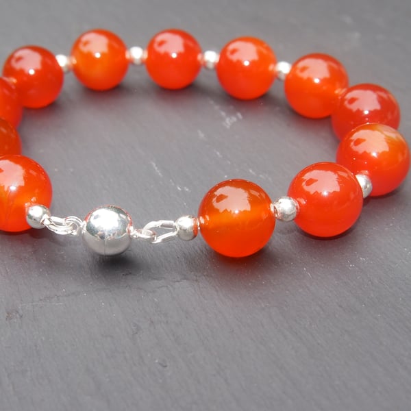 Carnelian and silver bracelet