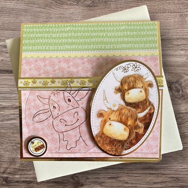 Cow Pop Up Easel Birthday Card for a Child.