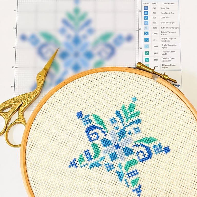 Simple Nordic Scandi Christmas Star Counted Cross Stitch Pattern PDF Chart 