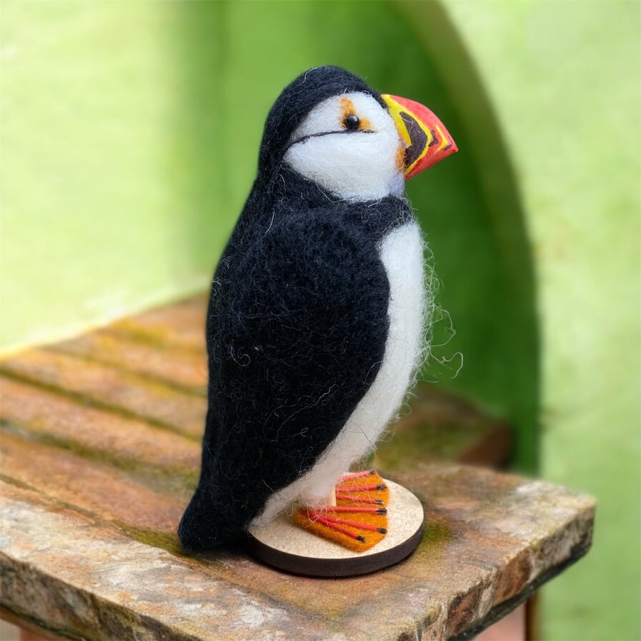 Mini Puffin needle felted, woollen sculpture, model