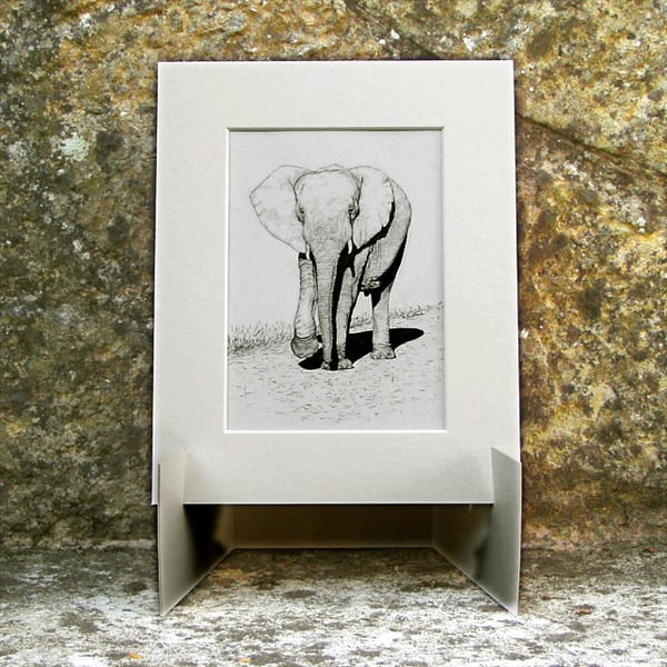 Elephant Small Original Graphite Pencil Drawing