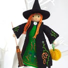 Halloween Witch Ornament, Wool Felt Witch 
